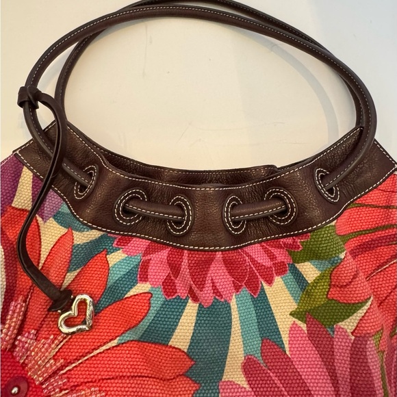 BRIGHTON 3D Flowered embroidered Pink Flowers hobo Shoulder Tote Bag - Picture 10 of 15